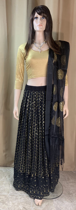 Designer Skirt Black and Gold