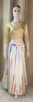 Designer silk tie dye style skirt with golden gotta lace