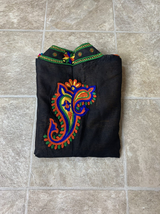 Phulkari Jacket ? Black with Multi Color Embroidery Work