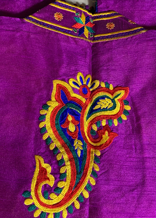 Phulkari Jacket - Bright purple with Multi Color Embroidery Work
