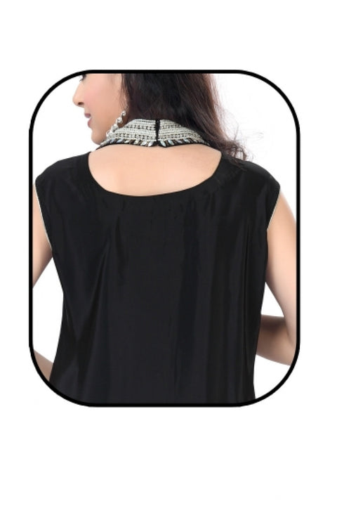 Black Faux Crepe Fabric Attractive Women Top