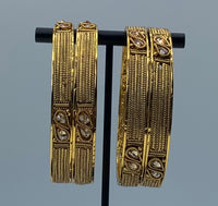 Oxidized Gold plated bangle set of 4 pcs adorned with topaz stones