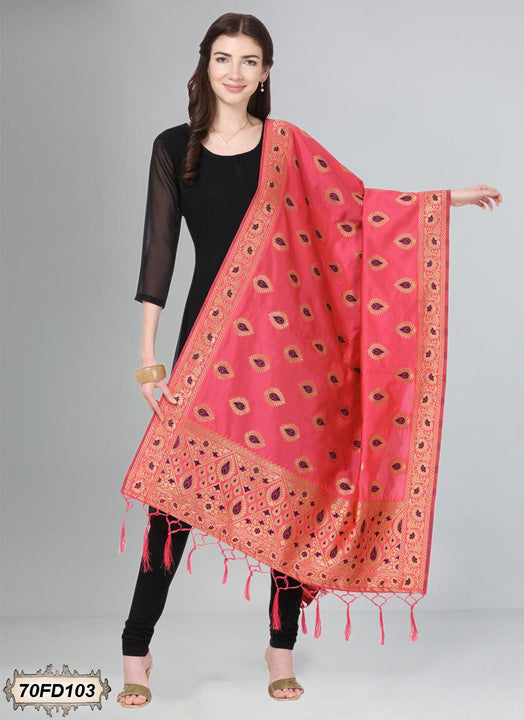 Women's Jacquard Banarasi Woven Heavy Poly Silk Dupatta ( Code,Free Size)