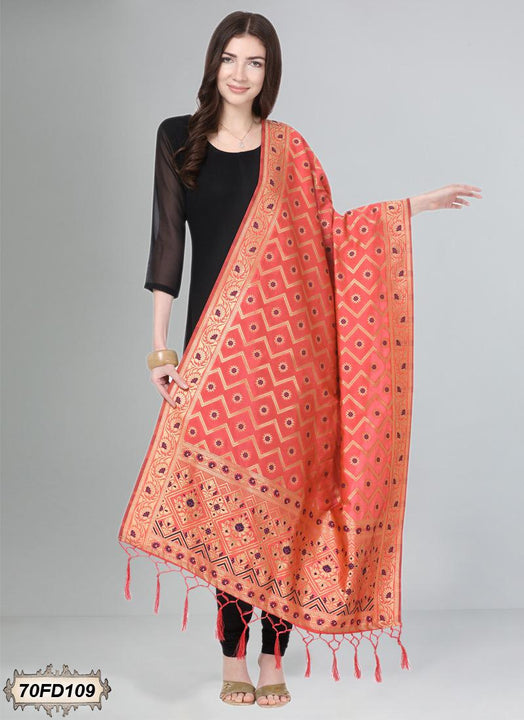 Women's Jacquard Banarasi Woven Heavy Poly Silk Dupatta (70FD109,Free Size)