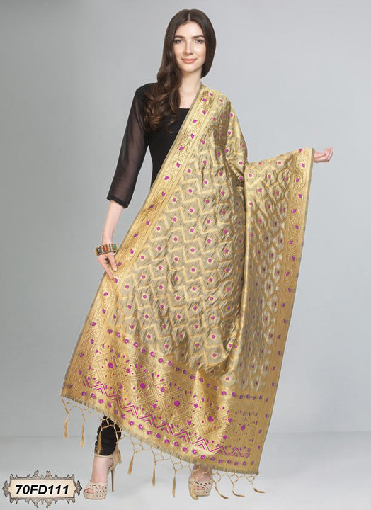 Women's Jacquard Banarasi Woven Heavy Poly Silk Dupatta ( 70FD111,Free Size)