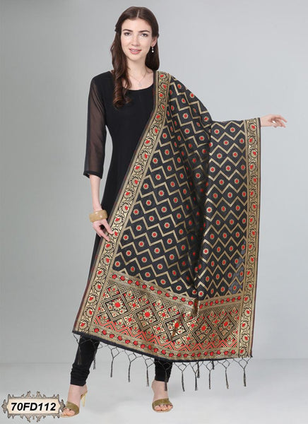 Women's Jacquard Banarasi Woven Heavy Poly Silk Dupatta ( 70FD112,Free Size)