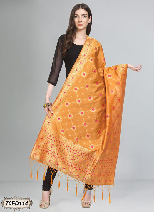 Women's Jacquard Banarasi Woven Heavy Poly Silk Dupatta ( 70FD114,Free Size)