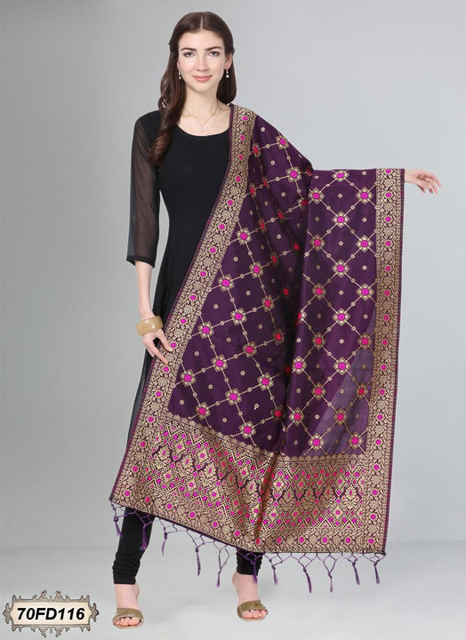 Women's Jacquard Banarasi Woven Heavy Poly Silk Dupatta ( 70FD116,Free Size)