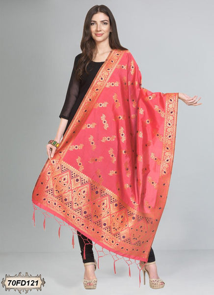 Women's Jacquard Banarasi Woven Heavy Poly Silk Dupatta ( 70FD121,Free Size)