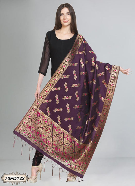 Women's Jacquard Banarasi Woven Heavy Poly Silk Dupatta ( 70FD122,Free Size)