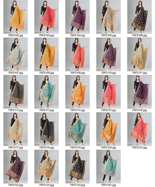 Women's Jacquard Banarasi Woven Heavy Poly Silk Dupatta ( 70FD118,Free Size)