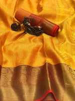 Yellow Kora Muslin Silk Saree