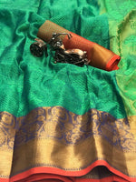 Green Kora Muslin Silk Saree