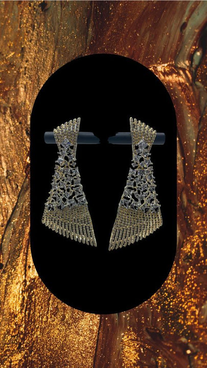 AD diamond studded earrings in gold and silver
