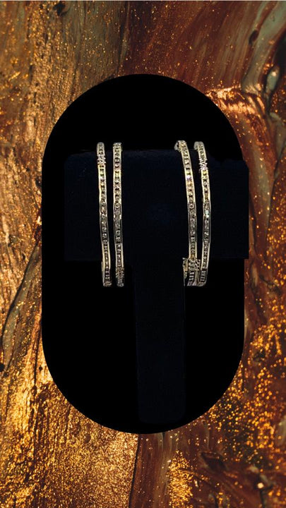 Gold plated bangle set with high quality zirconia diamonds