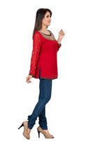 Remarkable Red Exclusively Party Wear Georgette Tunic Top