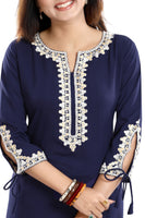 Graceful Navy Blue Alluring Indian Designer Kurti Tunic With Lace Detailing