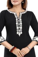 Enticing Black Embroidered Women Short Tunic Design